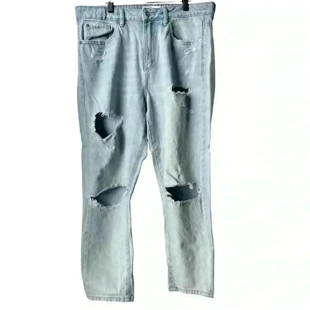 Garage Light Wash Distressed Rugged Straight Leg High Rise Girl Juniors Size 13